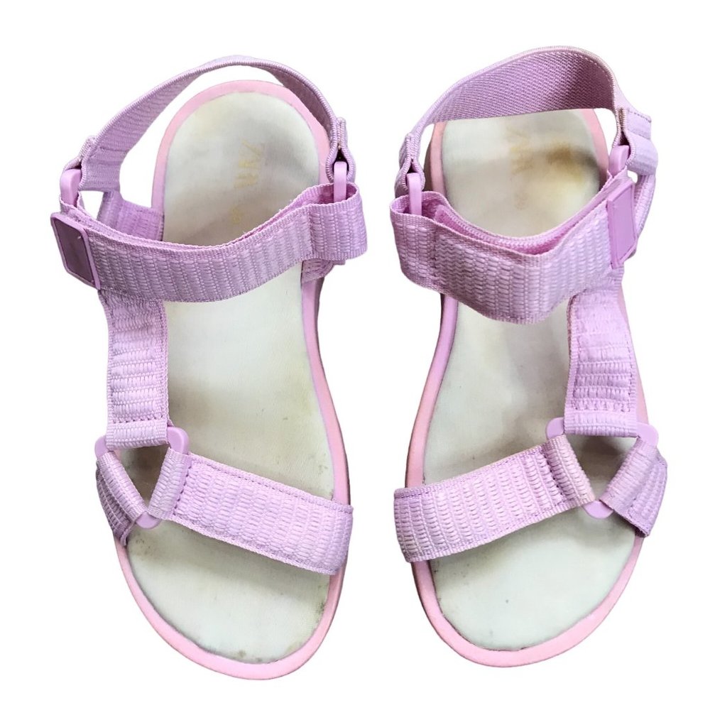 Zara Pink Strappy Sandals Little Girl's EU Size 29 US 12 Hook and Loop Closure